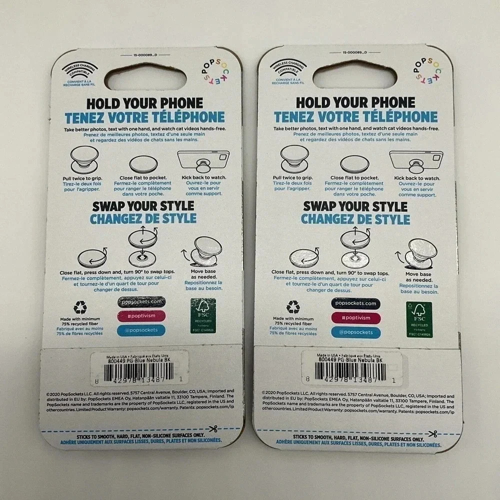 Popsockets Set of 2 Blue Nebula Expandable Galaxy Phone Grip - Picture 4 of 4